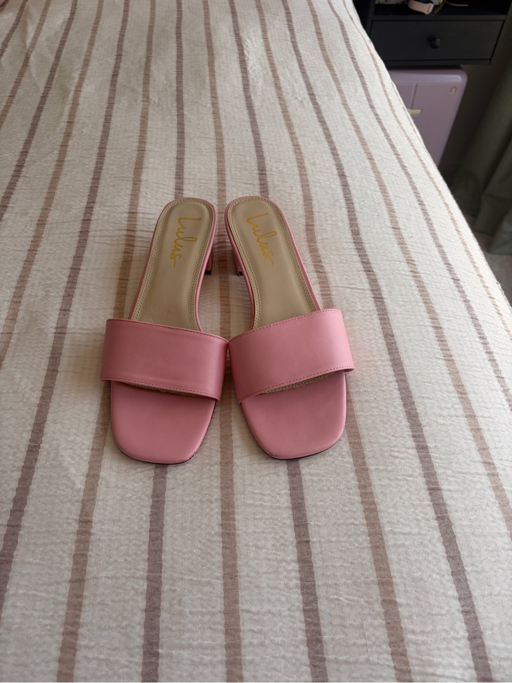 Lulu's Blush Pink Slide Sandals with Block Heel